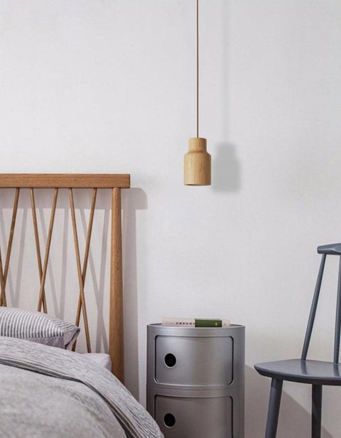 Pendant Light with Wood Cone Shade