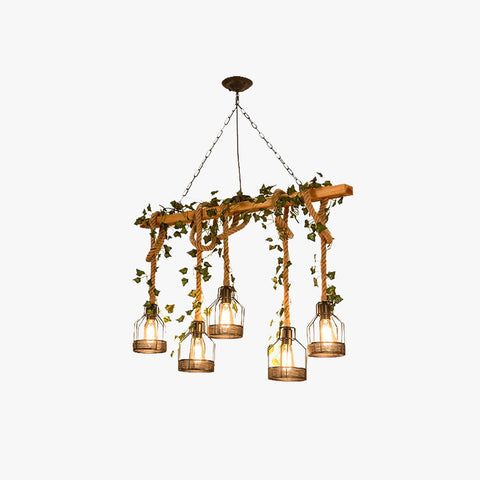 Ceiling Light with Multi-Light Wood Beam