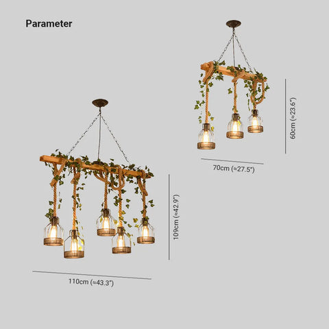 Ceiling Light with Multi-Light Wood Beam
