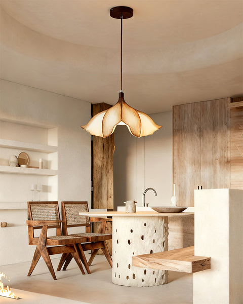 Pendant Light with Sculptural Petal Shade