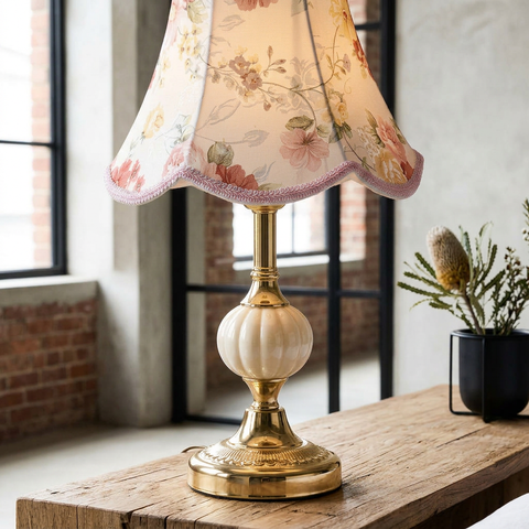 Table Lamp with Traditional Floral Shade
