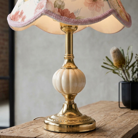 Table Lamp with Traditional Floral Shade