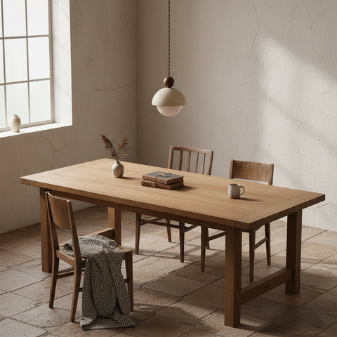 Pendant Light with Travertine, Wood, and Glass