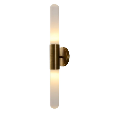 Wall Sconce with Ribbed Glass and Brass