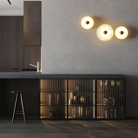 Wall Sconce with Alabaster Discs