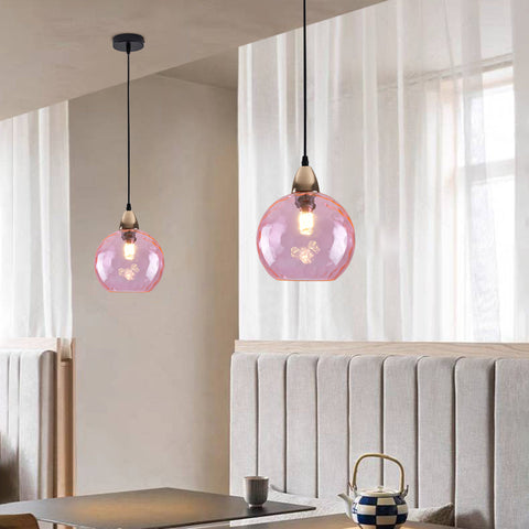 Pendant Light with Rippled Glass Shade