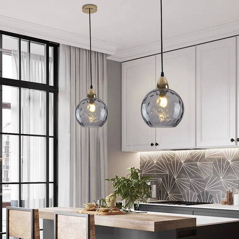 Pendant Light with Rippled Glass Shade