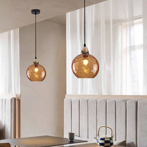 Pendant Light with Rippled Glass Shade