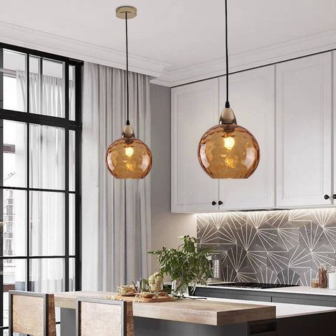 Pendant Light with Rippled Glass Shade