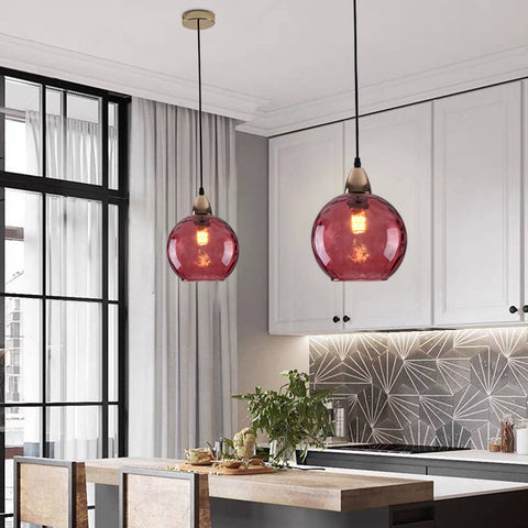 Pendant Light with Rippled Glass Shade