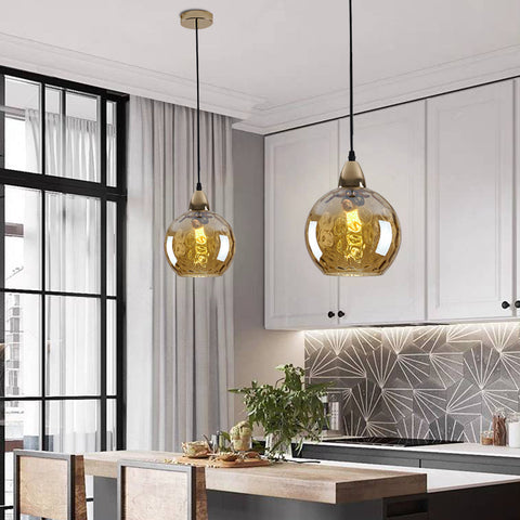 Pendant Light with Rippled Glass Shade