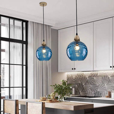 Pendant Light with Rippled Glass Shade