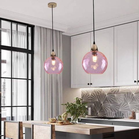 Pendant Light with Rippled Glass Shade