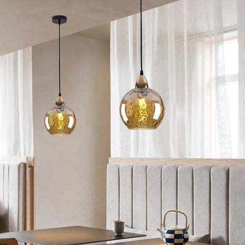Pendant Light with Rippled Glass Shade