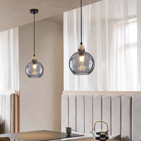 Pendant Light with Rippled Glass Shade