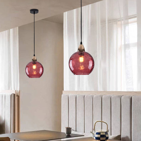 Pendant Light with Rippled Glass Shade