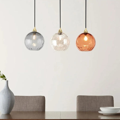 Pendant Light with Rippled Glass Shade