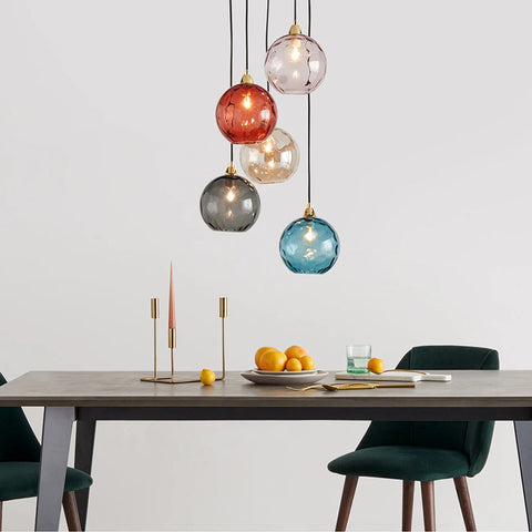 Pendant Light with Rippled Glass Shade