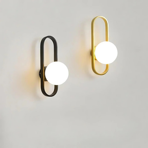 Wall Sconce with Oval Metal Frame and Glass Globe Shade