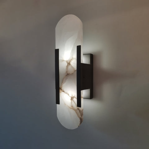 Oval Marble LED Wall Sconce for Bedrooms, Hallways, and Living Rooms