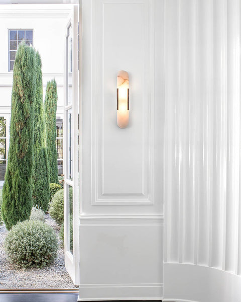 Oval Marble LED Wall Sconce for Bedrooms, Hallways, and Living Rooms