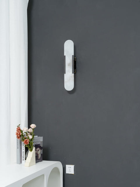 Oval Marble LED Wall Sconce for Bedrooms, Hallways, and Living Rooms