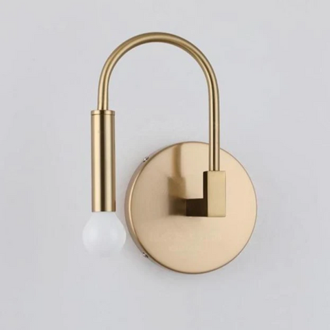 Wall Sconce with Curved Metal Arm and Rotating Exposed Bulb Holder