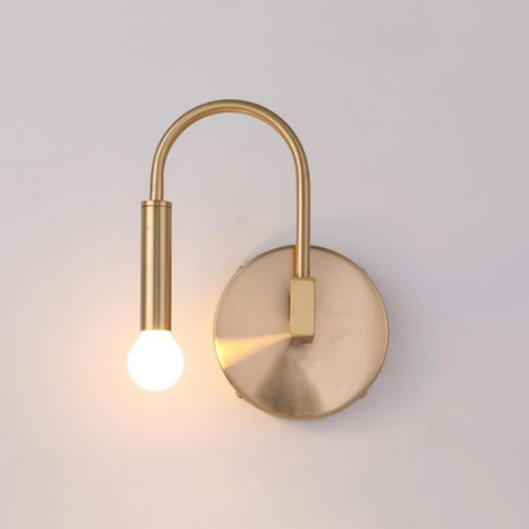 Wall Sconce with Curved Metal Arm and Rotating Exposed Bulb Holder