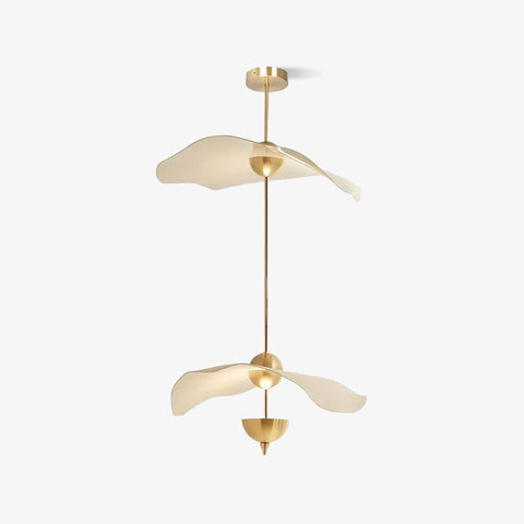 Envolee Double Biscuit Pendant with Sculptural Fabric Shades