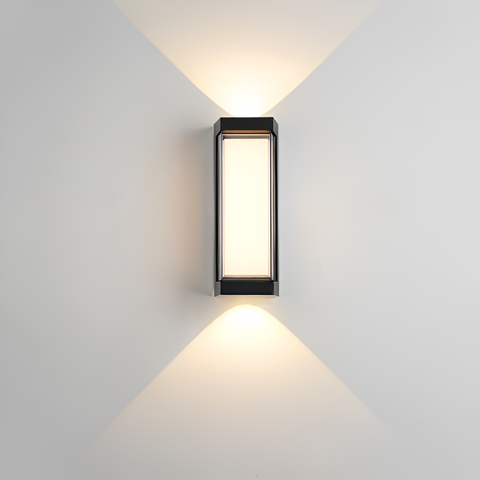Rectangular LED Outdoor Wall Light with Up-and-Down Glow for Patios