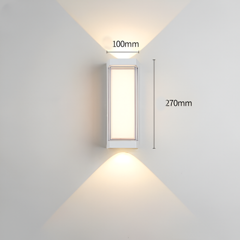 Rectangular LED Outdoor Wall Light with Up-and-Down Glow for Patios