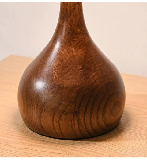 Wood Table Lamp with Circular Clear Shade — product view
