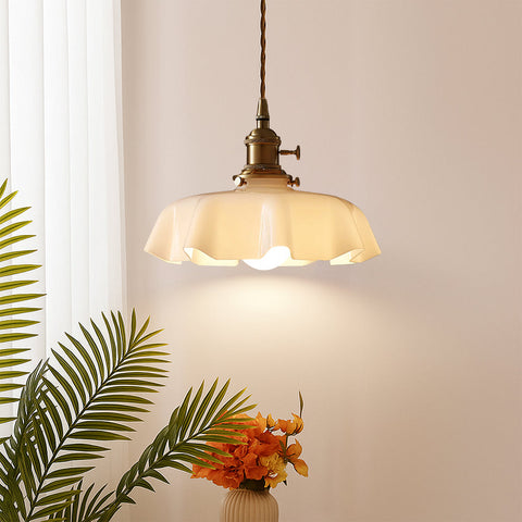 Scalloped Glass Pendant Light for Dining Rooms and Bedside Lighting