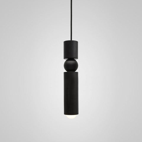 Pendant Light with Metal Cylinders and Decorative Sphere Detail