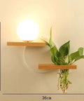 Wood Wall Sconce with Integrated Planter and Globe Light — product view