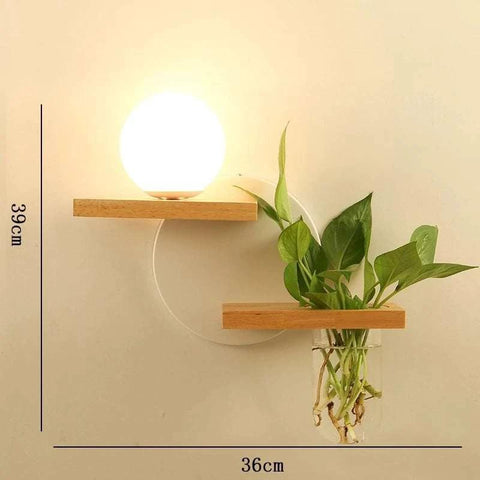 Wood Wall Sconce with Integrated Planter and Globe Light — product view