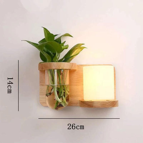 Wood Wall Sconce with Integrated Planter and Globe Light — product view