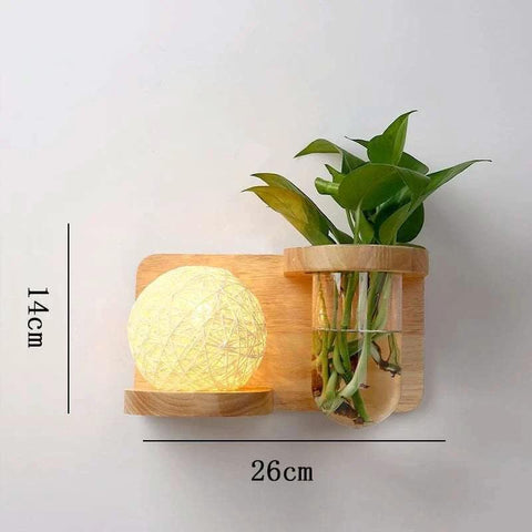 Wood Wall Sconce with Integrated Planter and Globe Light — product view