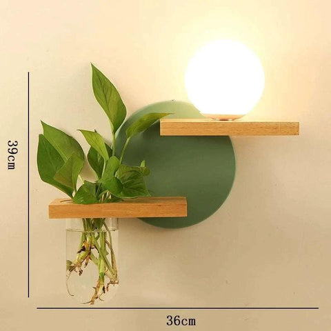 Wood Wall Sconce with Integrated Planter and Globe Light — product view