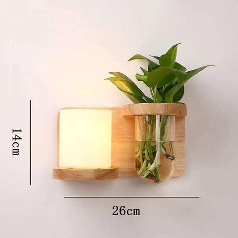 Wood Wall Sconce with Integrated Planter and Globe Light — product view