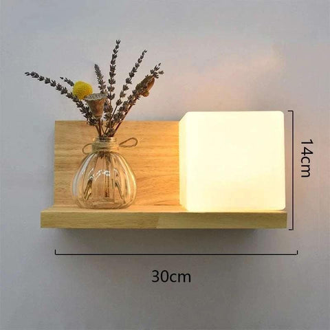 Wood Wall Sconce with Integrated Planter and Globe Light — product view