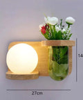Wood Wall Sconce with Integrated Planter and Globe Light — product view