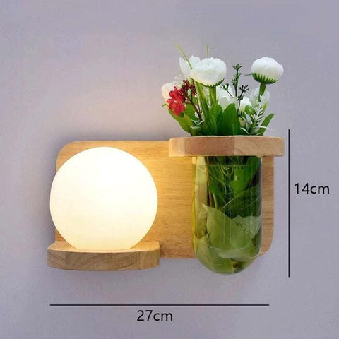 Wood Wall Sconce with Integrated Planter and Globe Light — product view
