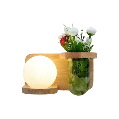 Wood Wall Sconce with Integrated Planter and Globe Light — product view