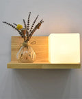 Wood Wall Sconce with Integrated Planter and Globe Light — product view