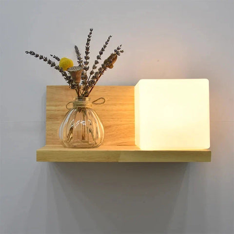 Wood Wall Sconce with Integrated Planter and Globe Light — product view