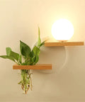 Wood Wall Sconce with Integrated Planter and Globe Light — product view
