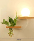Wood Wall Sconce with Integrated Planter and Globe Light — product view