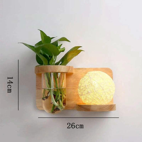Wood Wall Sconce with Integrated Planter and Globe Light — product view