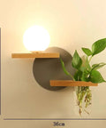 Wood Wall Sconce with Integrated Planter and Globe Light — product view